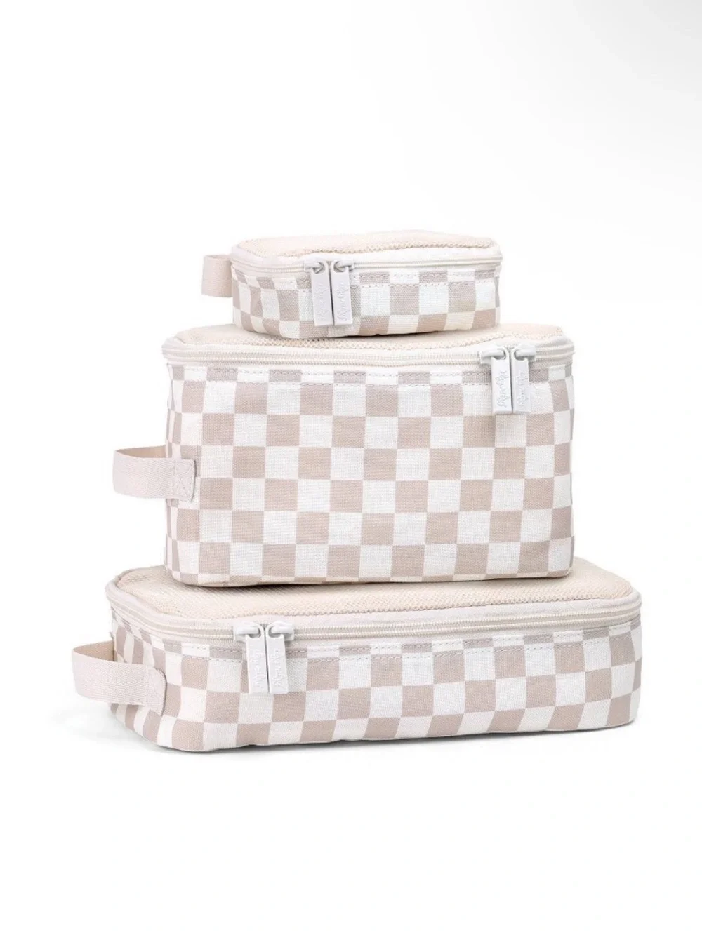 Itzy Ritzy Pack Like a Boss Packing Cubes •Taupe Checkerboard•